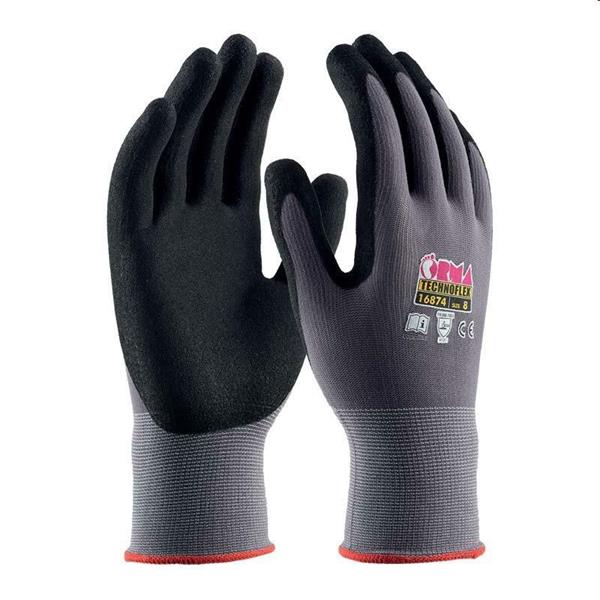 GUANTO TECHNOFLEX NYLON/NITRILE GRIGIO/NERO 100°