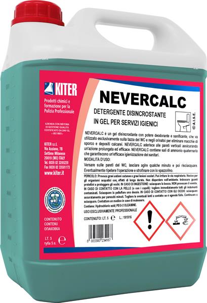 NEVERCALC 5l GEL DISINCROSTANTE IGIENIZZANTE PER LA PULIZIA DI WC