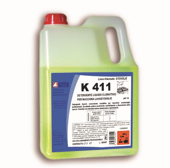 K 411 20l DETERGENTE LIQUIDO CLOROATTIVO PER MACCHINE LAVASTOVIGLIE