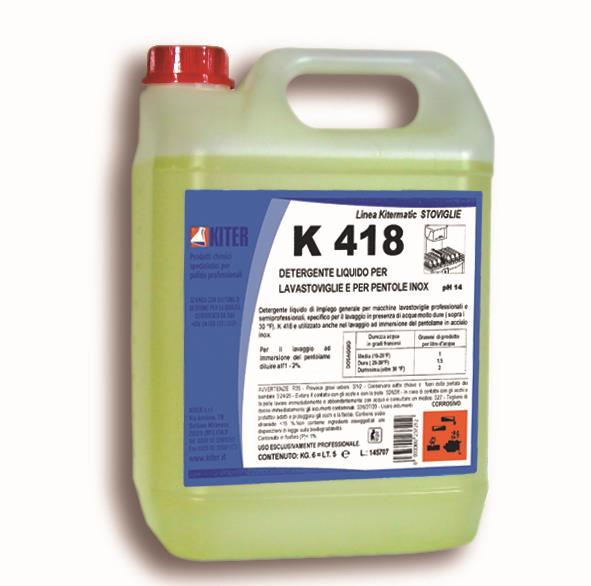 K 418 20l DETERGENTE LIQUIDO PER LAVASTOVIGLIE E PENTOLE INOX