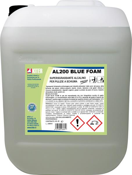 AL 200 BLUE FOAM 25l SUPERSGRASSANTE ALCALINO PER PULIZIE A SCHIUMA