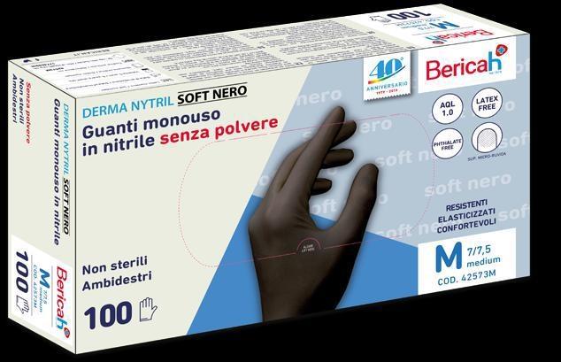 GUANTO MONOUSO DERMA NITRIL SENZA POLVERE NERO 100pz