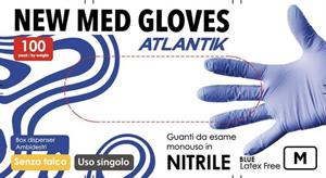 GUANTO MONOUSO NITRILE ATLANTIK SENZA POLVERE 100pz AZZURRO