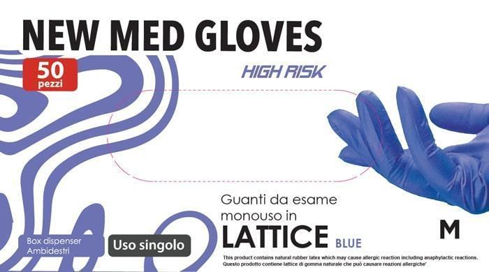 GUANTO MONOUSO LATTICE SENZA POLVERE HIGH RISK BLU 50pz