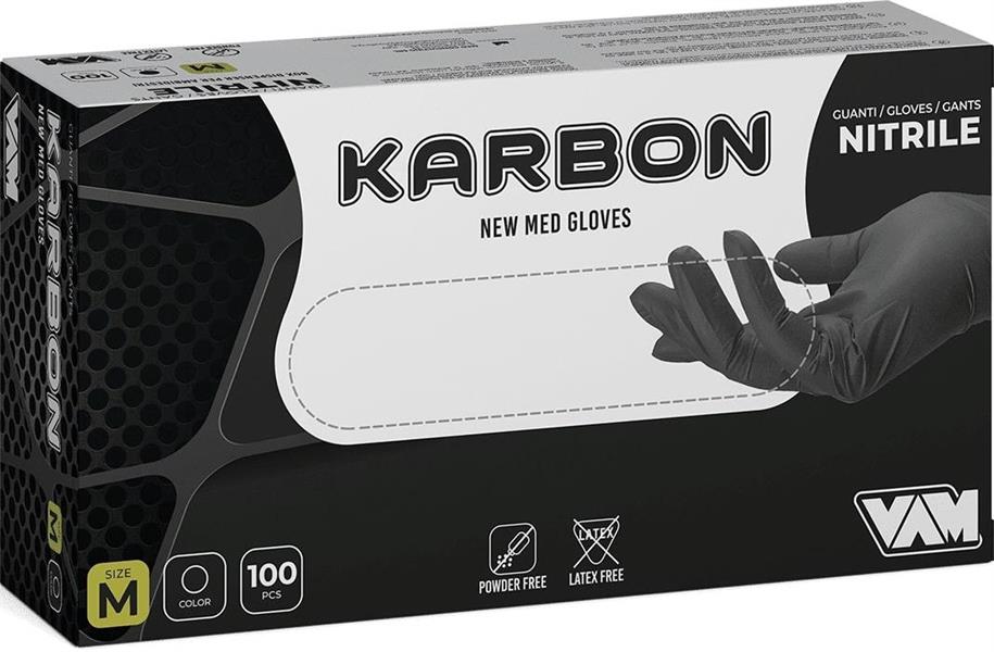 GUANTO MONOUSO NITRILE NERO KARBON 100pz