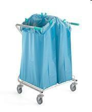 CARRELLO DUST 2x120l PORTASACCO QUADRATO CROMATO CON IMPUGNATURA