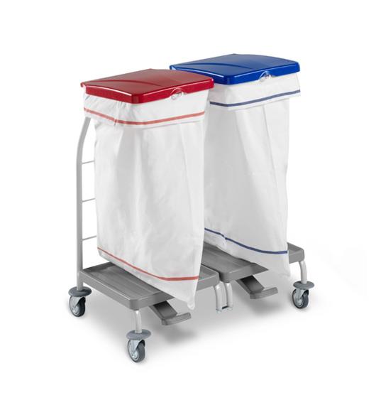 CARRELLO DUST 2x70l X RACCOLTA VERNICIATO RILSAN CON COPERCHIO E PEDALE