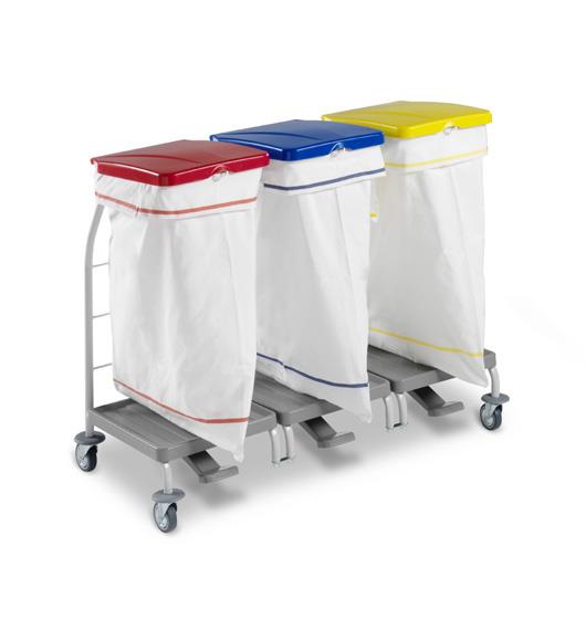 CARRELLO DUST 3x70l X RACCOLTA VERNICIATO RILSAN CON COPERCHIO E PEDALE