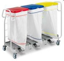 CARRELLO DUST 3x70l X RACCOLTA VERNICIATO RILSAN + COPERCHIO, MANIGLIAE PEDALE