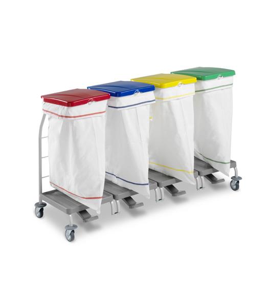 CARRELLO DUST 4x70l PER RACCOLTA VERNICIATO RILSAN CON PEDALE