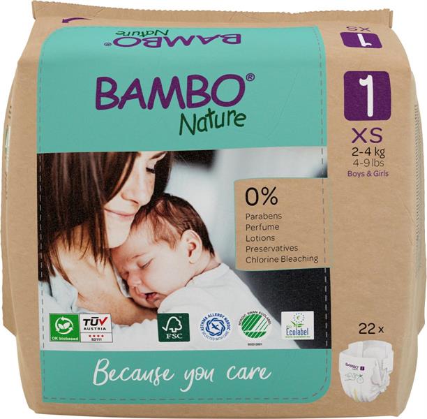 PANNOLINI BAMBO NATURE NEW BORN 2/4kg 22pz