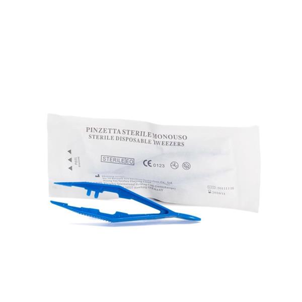 PINZETTA POLIPROPILENE STERILE MONOUSO BLU 8CM