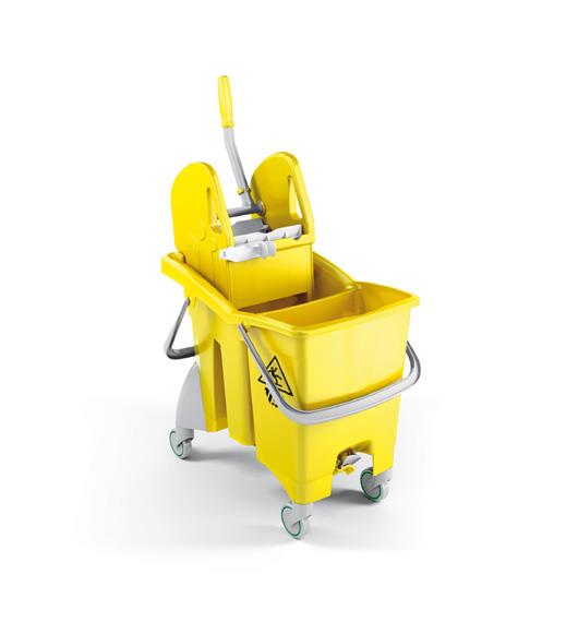 CARRELLO ACTION PRO GIALLO 30l A DUE VASCHE CON STRIZZATORE TEC