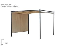 GAZEBO CON CAPOTTINA TESSUTO ECRU SCORREVOLE 3x3m