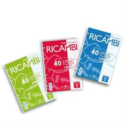 RICAMBI A4 FORATI CON RINFORZO 80g 40 FOGLI 1 RIGO