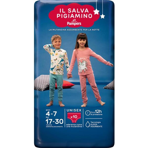 PANNOLINI PAMPERS SALVA PIGIAMINO 17-30kg 4-7 ANNI 10PZ