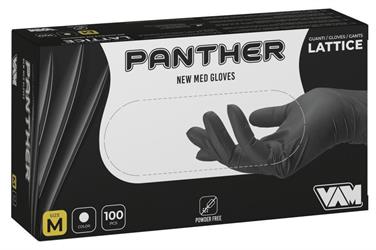 GUANTO MONOUSO LATTICE PANTHER NERO SENZA POLVERE 100pz