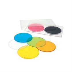 SET CERCHI COLORATI TRASP. SOVRAPPONIBILI Ø8cm 7pz