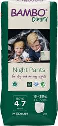 PANNOLINI PER LA NOTTE BAMBO DREAMY NIGHT PANTS BOY 4-7 ANNI 15/35kg 10pz