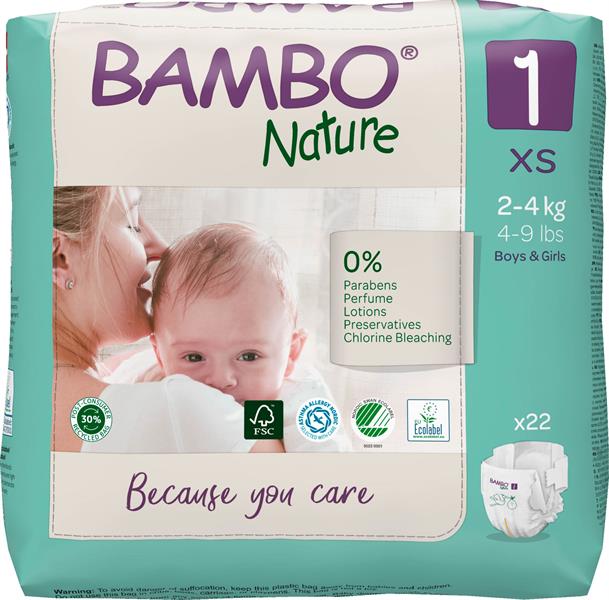 PANNOLINI BAMBO NATURE NEW BORN 2/4kg 22pz