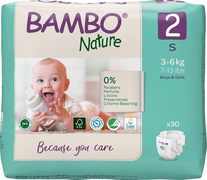 PANNOLINI BAMBO NATURE MINI TAGLIA 2 3/6kg 30pz